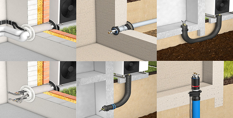 Hauseinführungen – Wärmepumpen / Klimageräte Hauseinführungen – Wärmepumpen / Klimageräte